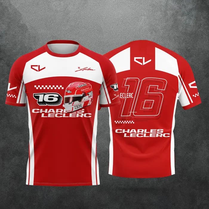Nouvelle voiture de course 2026 # T-shirt pour fan de Charles Leclerc