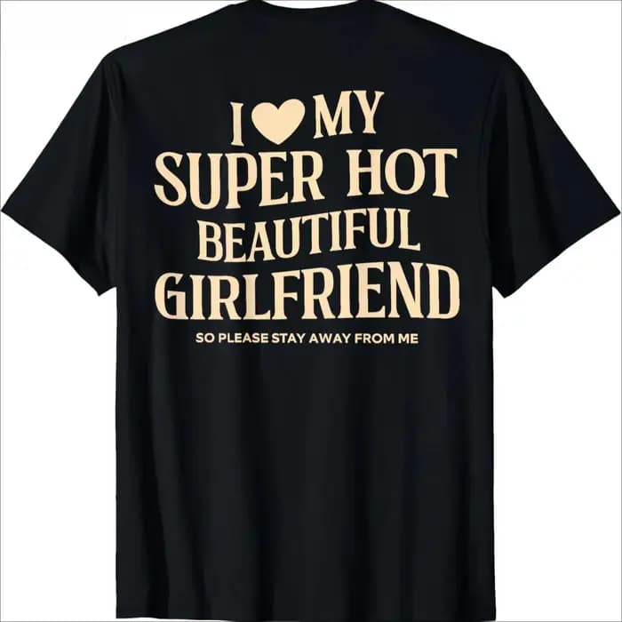 T-shirt à manches courtes Streetwear 'I Love My Super Hot Beautiful Girlfriend Stay Away'
