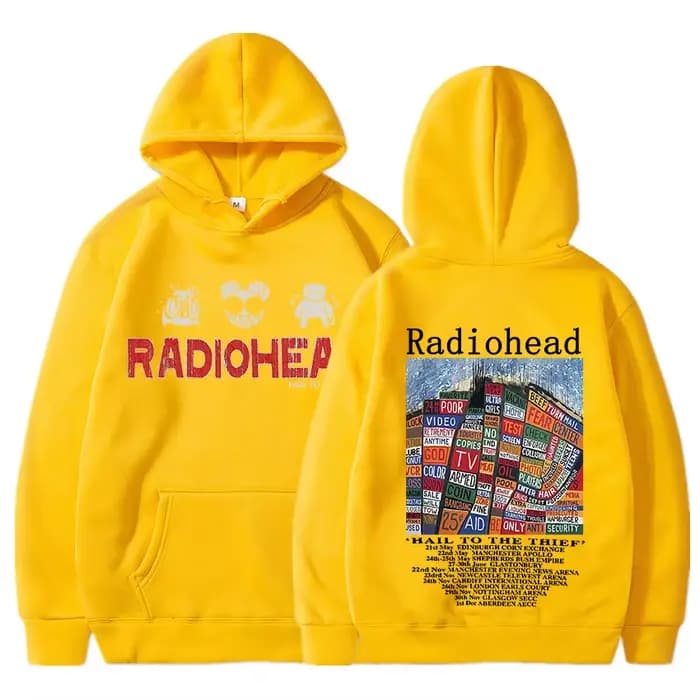 Radiohead-Sweat à capuche imprimé vintage pour hommes et femmes