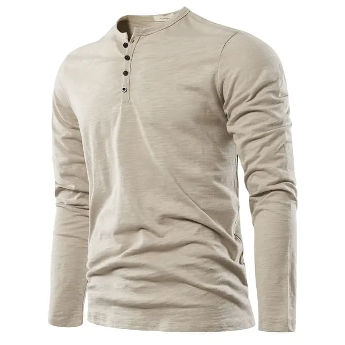 Henery cou à manches longues t-shirt pour hommes solide printemps décontracté