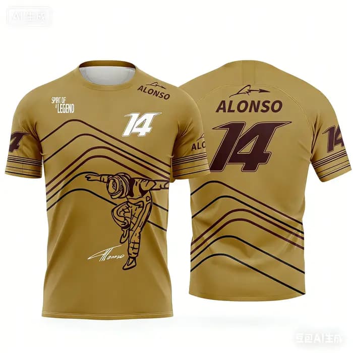 T-shirt à manches courtes sur le thème de la course Alonso n°14