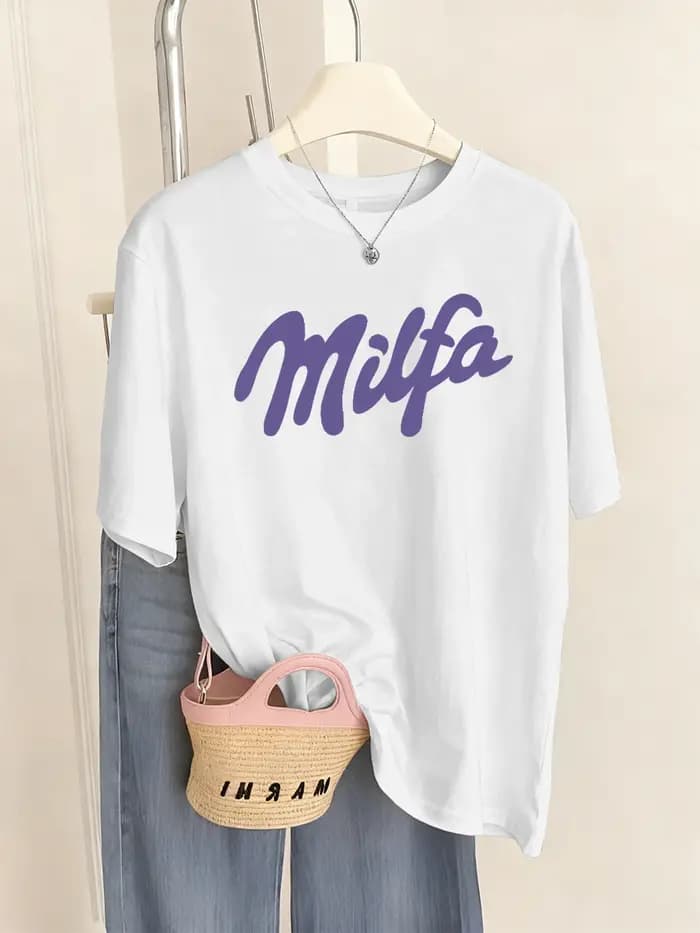 T-shirts à imprimé lettres Milfa pour femmes