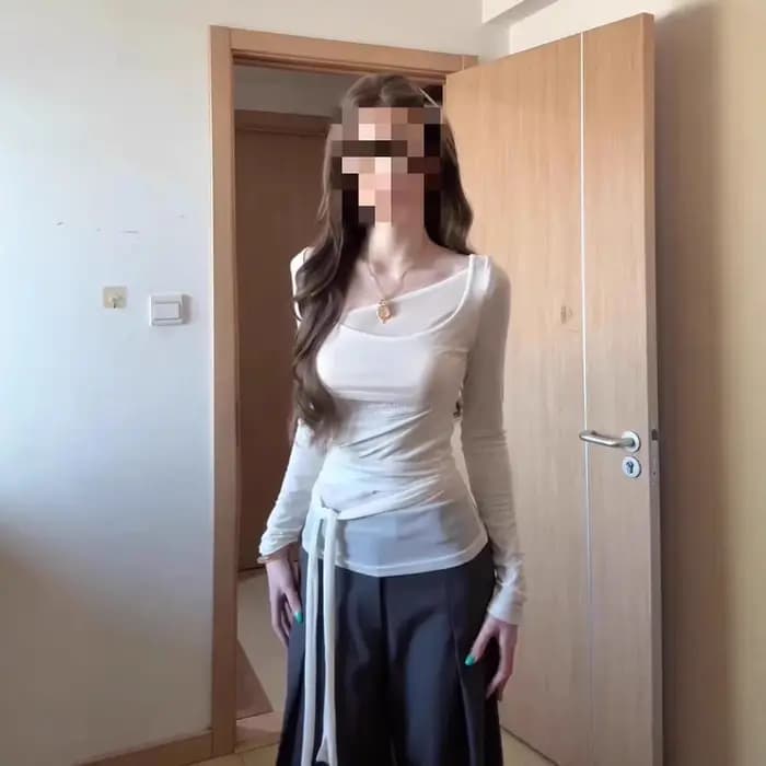 Nouveau design 2025 – T-shirt blanc à manches longues pour femme