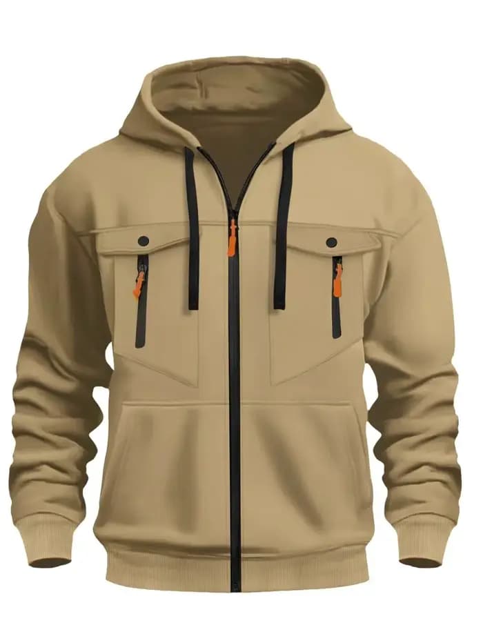 Sweat à capuche zippé décontracté pour homme – Tendance streetwear