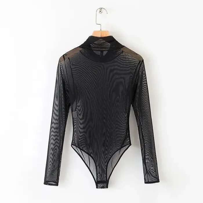 Body transparent à manches longues pour femmes
