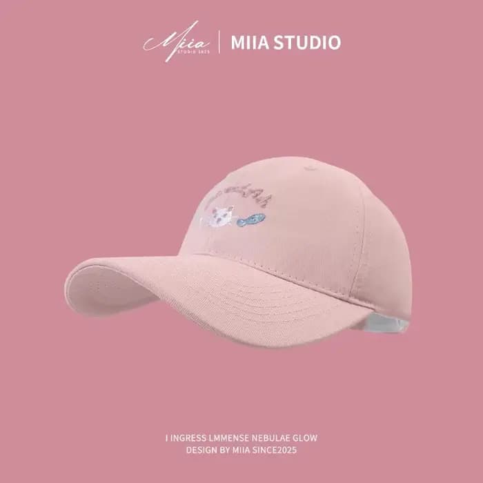 Casquettes de Baseball brodées pour femmes, couleur Macaron douce coréenne, chat mignon, voyage d'ét