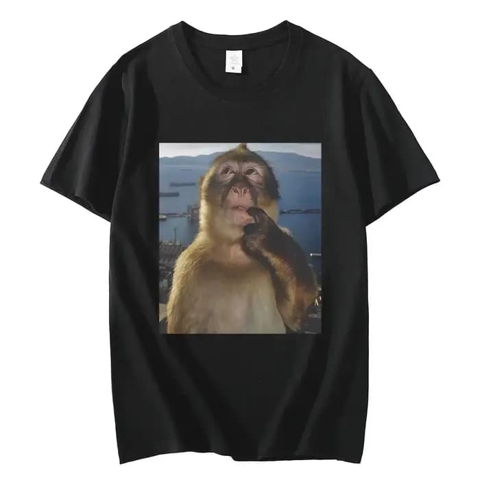 Homme drôle pensée singe Meme T-shirt décontracté graphiques femmes coton T-shirt ample à manches courtes hauts Streetwear unisexe toutes saisons