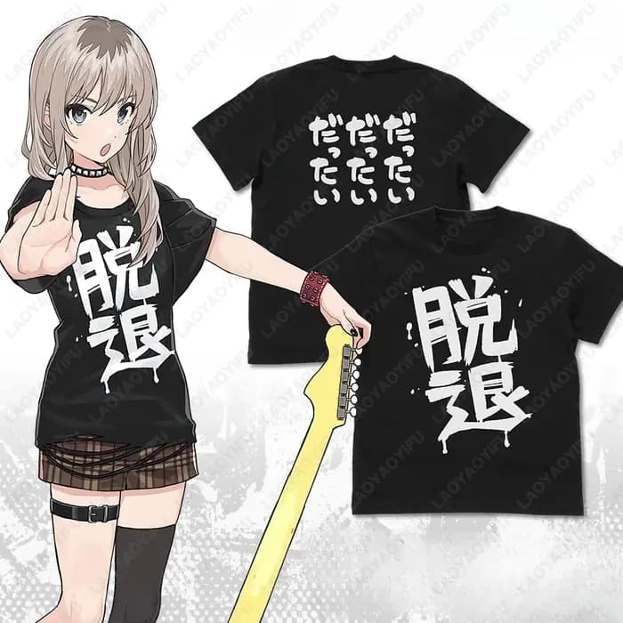 TOGENASHI TOGEARI KAWARAGI MOMOKA guitariste graphique t-shirts japon bidimensionnel Anime femme homme coton T-shirt Otaku cadeau