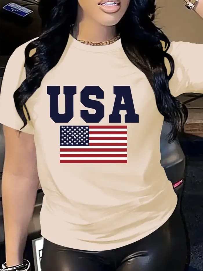 T-Shirt à manches courtes et col ras du cou pour femme