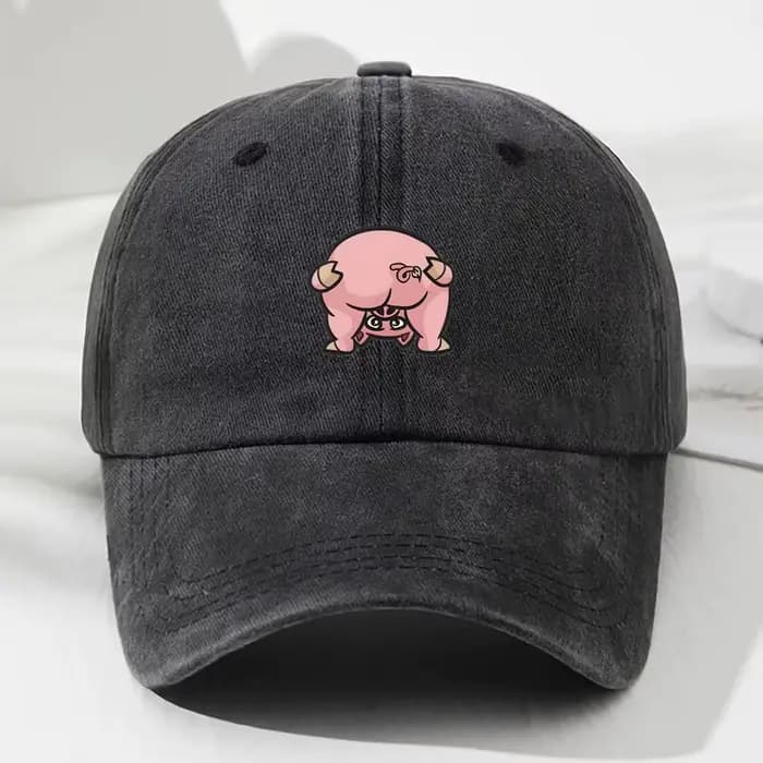 Casquette de baseball unisexe à imprimé cochon rose