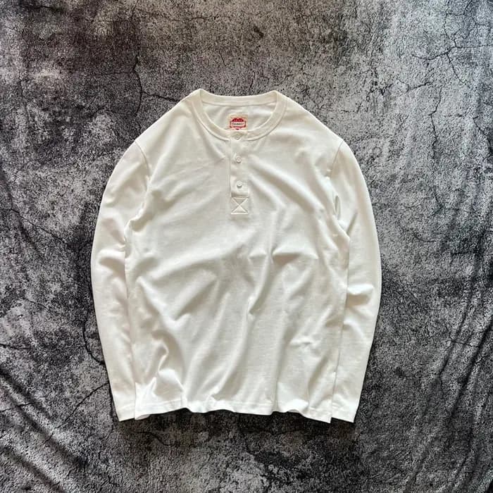 Henry chemise américaine Vintage poids lourd Amekaji lavé en détresse à manches longues coupe ample pur coton col