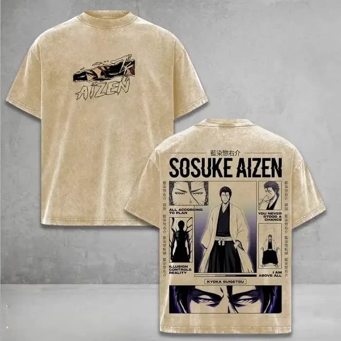 T-shirt Unisexe Aizen Sousuke BLEACH Manga pour Hommes et Femmes
