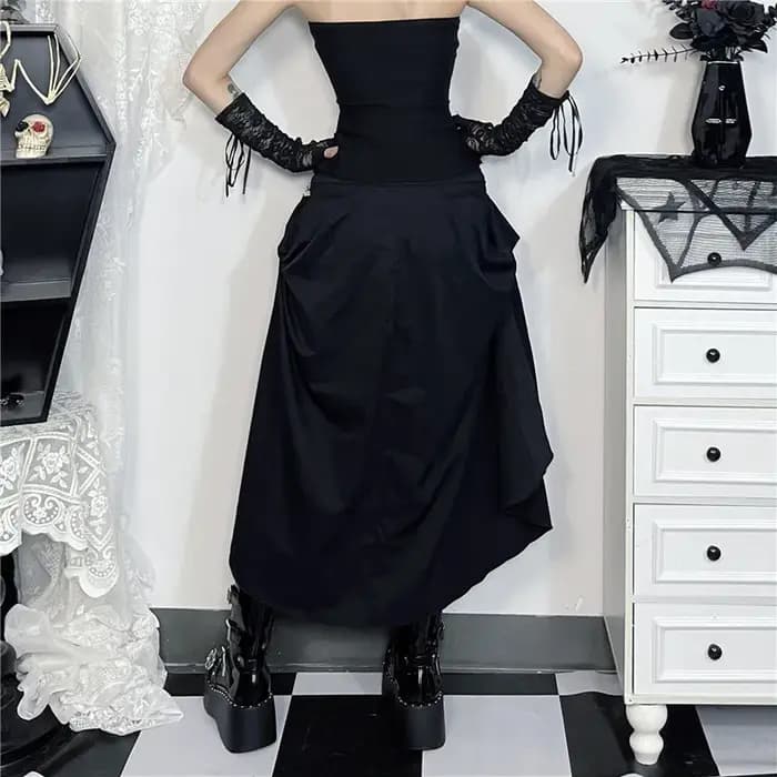 Goth Dark Acubi mode noir Swing a-ligne jupe Punk Grunge métal boucle Streetwear femmes bandes jupes centre commercial gothique Alt tissu