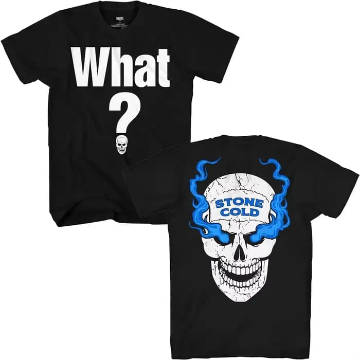 T-shirt pour homme Stone Cold Steve Austin Skull 3 16 pouces devant et derrière