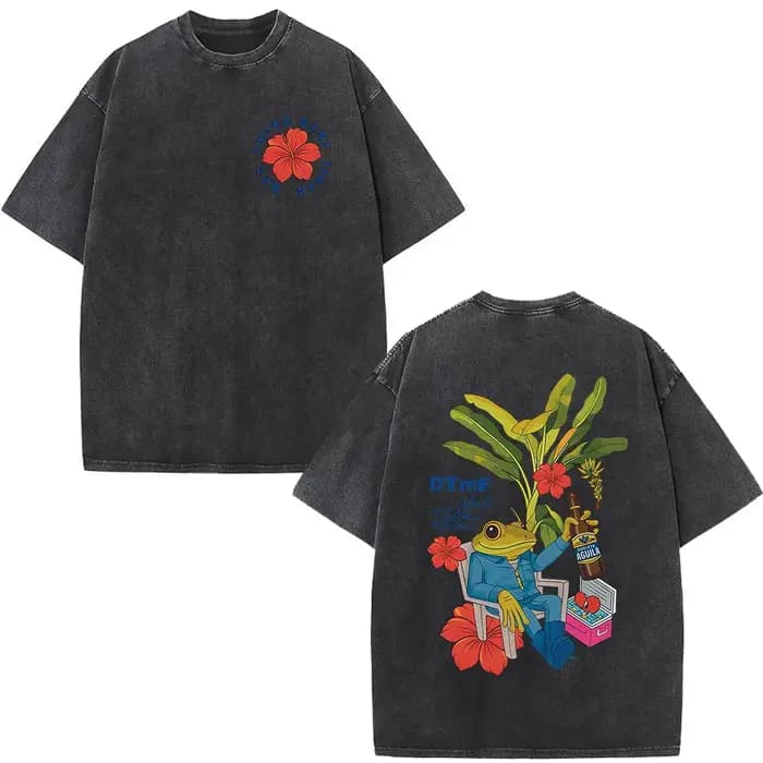 T-shirt vintage délavé Rapper Bad Bunny Debi Tirar Mas Fotos DTMF World Tour 2026 – T-shirts mode Hip Hop pour hommes