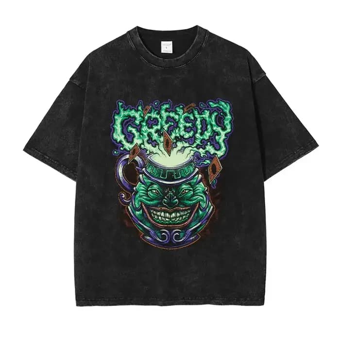 T-shirts Anime Yu-Gi-Oh Vintage Noir Délavé Magicien Ample Y2K Streetwear Manga Yugi Mutou Manches Courtes Hauts Décontractés