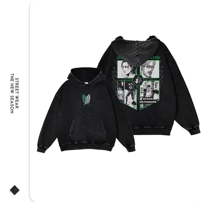 Anime Levi sweats à capuche Vintage lavé a-attaque sur Titan sweat
