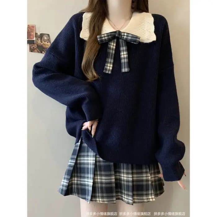 Pull oversize bleu marine pour femme