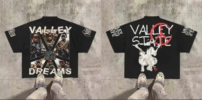 Vintage Warzone Valley Division graphique coton imprimé T-Shirt recadrée à manches courtes t-shirts hommes femmes Style