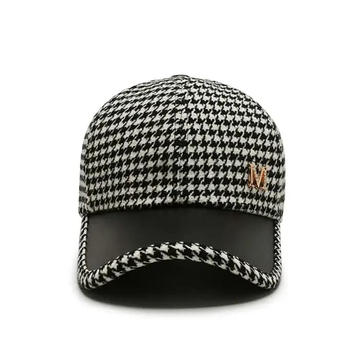 Boucle brodée kaki café Streetwear noir réglable Style coréen chapeau pied-de-poule casquette de Baseball