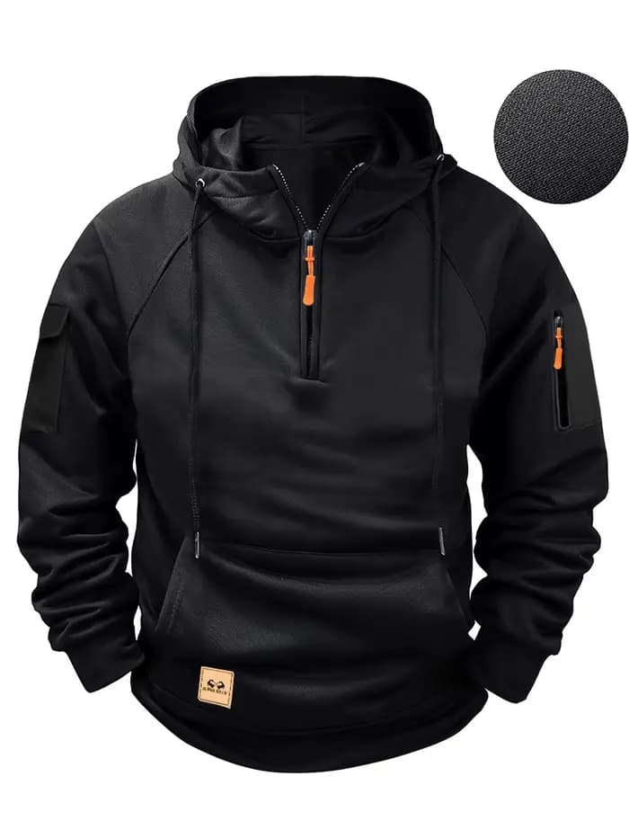 Sweat à capuche 2025 printemps et automne hommes à capuche fermeture éclair Multi poche sport course