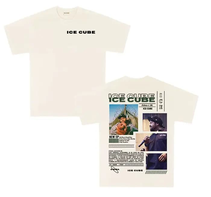 Rappeur Ice Cube Tour Album 2025 t-shirts graphiques hommes Hip Hop surdimensionné à manches courtes T-shirt mode haute