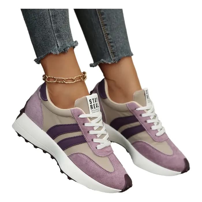 Chaussures de sport rétro color block pour femme