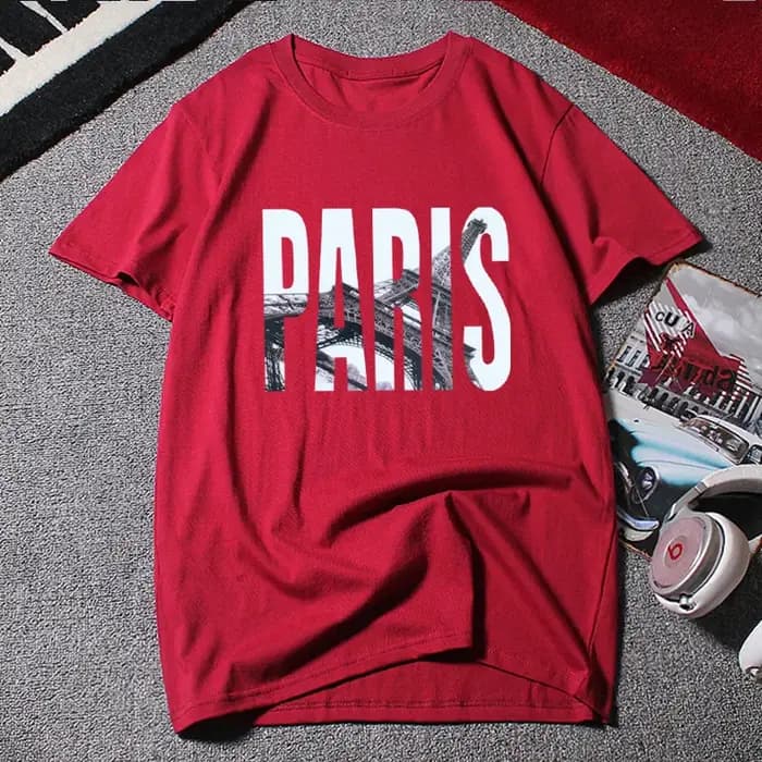 T-Shirt Blanc à Manches Courtes et Col Rond pour Homme