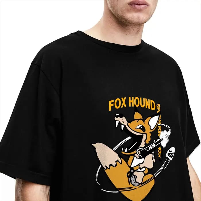 T-shirt en coton pour hommes, Metal Gear Solid Fox Hound Foxhound, décontracté, à manches courtes, col rond, graphique