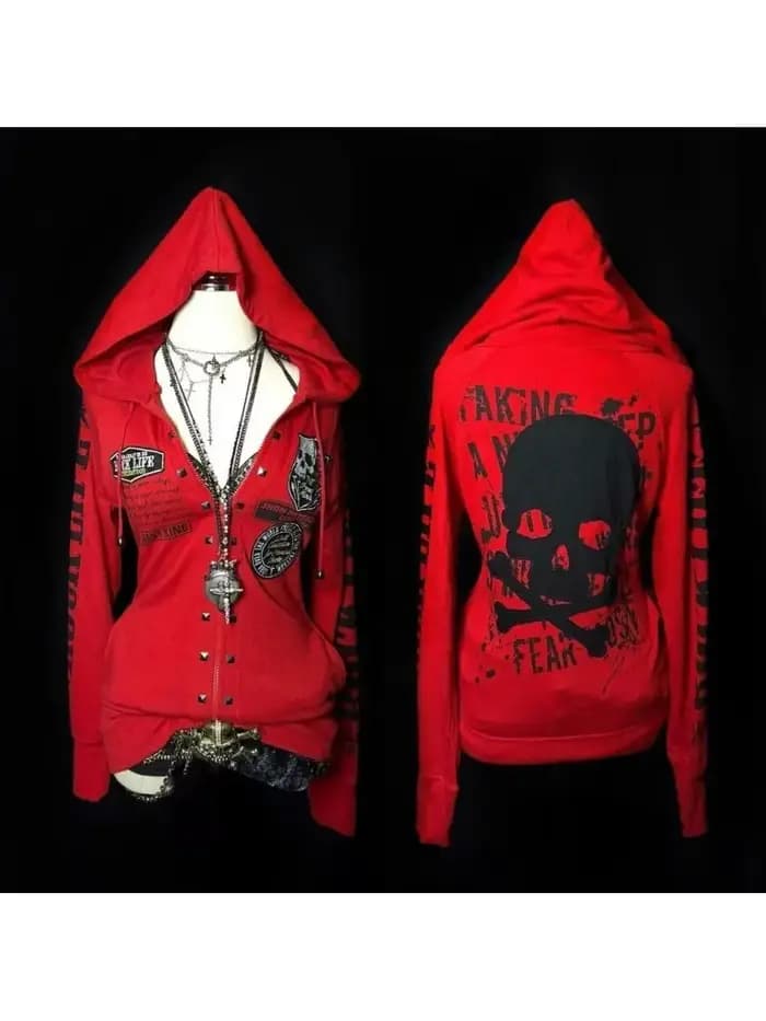 Nouvelle veste à capuche Y2K punk rétro américaine 2026