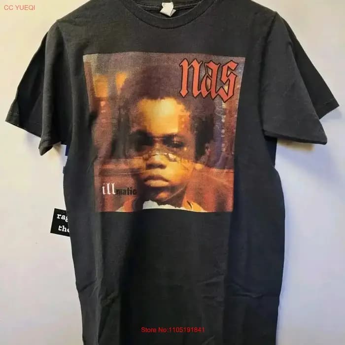 Nas Illmatic t-shirt M Rap Hip Hop vintage lavé graphique homme confortable étiré polyvalent décontracté respirant doux