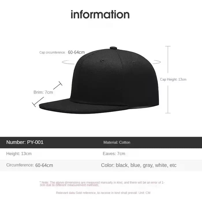 Grande casquette de Skateboard à dos fermé de 64cm pour hommes