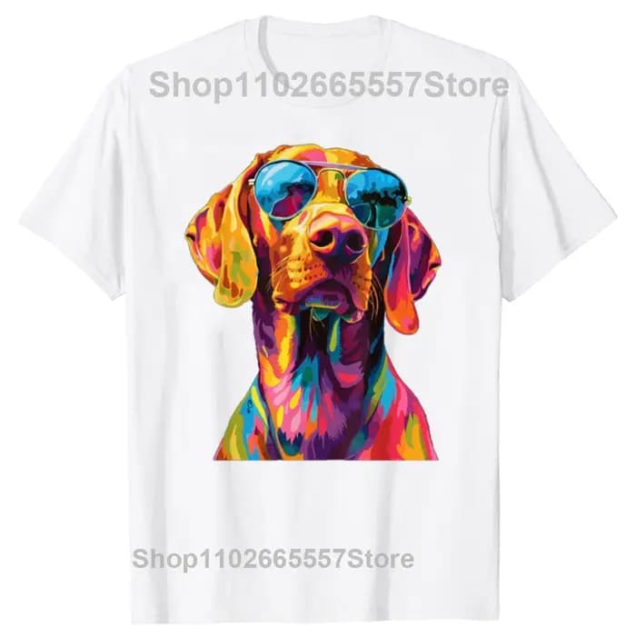 T-shirt graphique de chien Vizsla pour hommes et femmes, 100% coton, décontracté, mode, design pop a