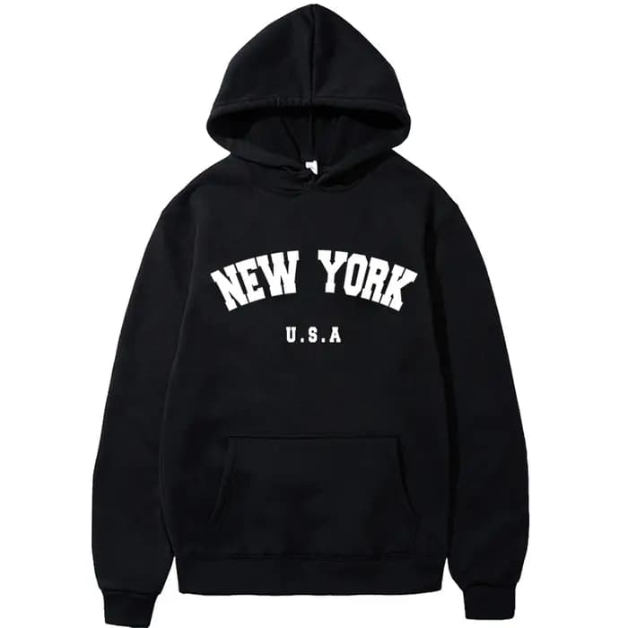 Sweats à capuche New York U.S.A City pour hommes, pull à capuche décontracté, vêtements de sport Harajuku, lettre imprimée graphique PVD, adt