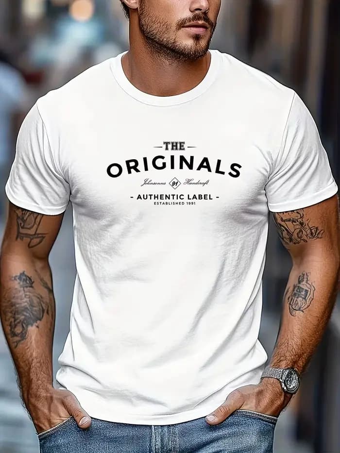 T-shirt à col rond en pur coton pour hommes