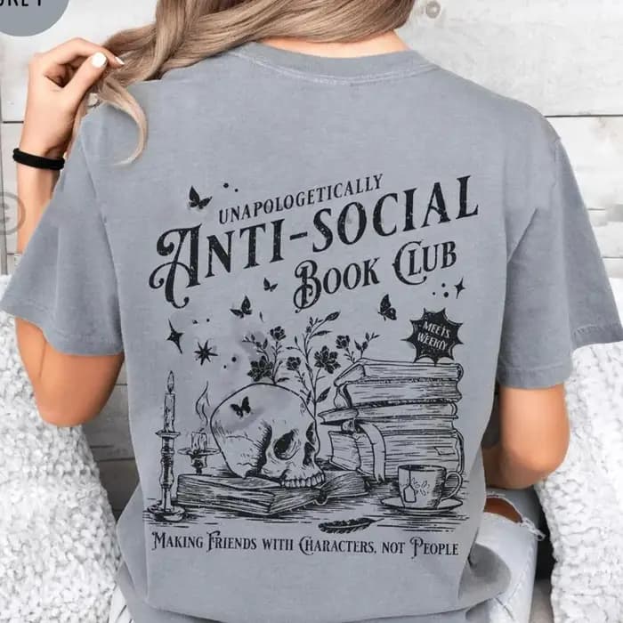 Vintage Anti-social Book Club 2 faces confort T-Shirt pour lecteur d'amour introverti T-Shirt en dét