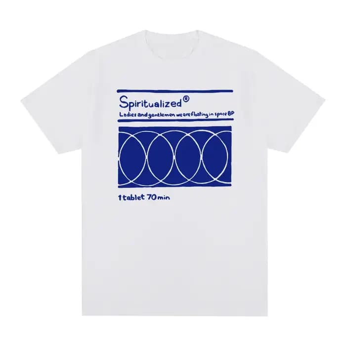 T-shirt spiritualisé années 90 Spacemen Rock Band coton flottant dans l'espace hommes