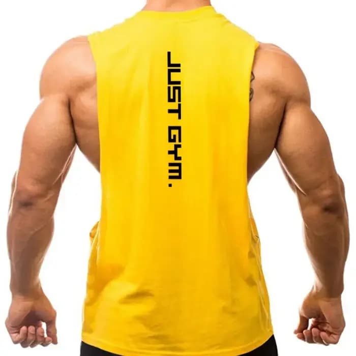 Marque juste vêtements de sport Fitness hommes côtés coupés T-shirts trous de bras tombés débardeurs de musculation entraînement gilet sans manches