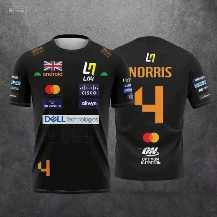 T-shirt Homme et Vêtements Enfant Y2K Femme, Thème Lando Norris 2026, Commémoratif pour Fans, Style Combinaison de Course, Sport et Loisirs d'Été 