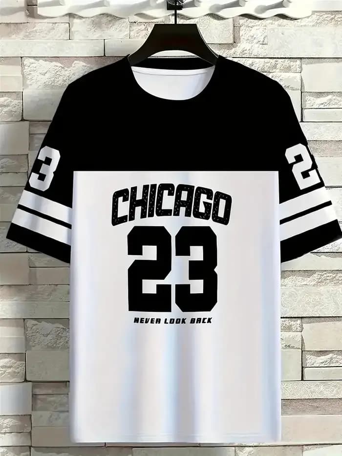 T-shirt graphique Chicago 23 pour hommes, T-shirt de sport à manches courtes pour femmes, unisexe, décontracté, usage quotidien, T-shirt de course d'été pour hommes