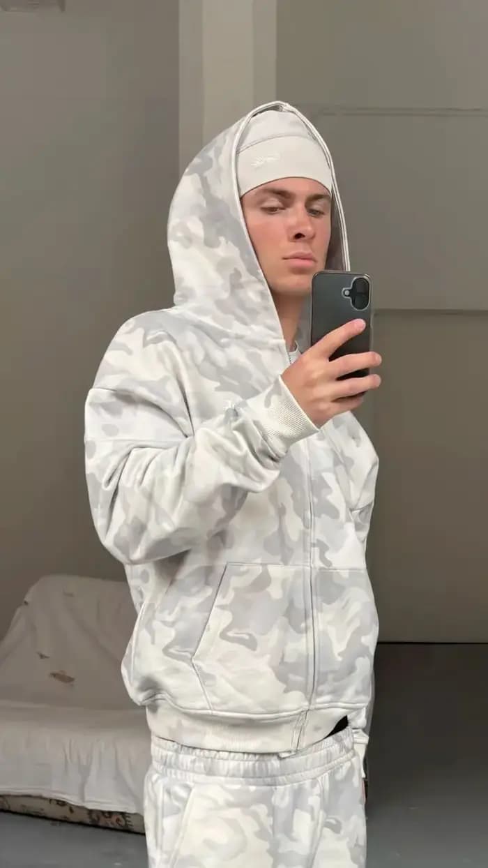 Ensemble deux pièces camouflage gris pour homme