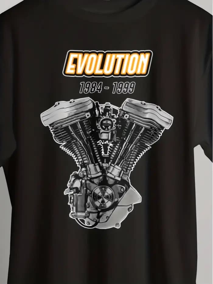 T-shirt rétro pour homme H-H Arley Evo, modèle 1984-1999, motif moteur Evolution Shovel Head/Knulehe