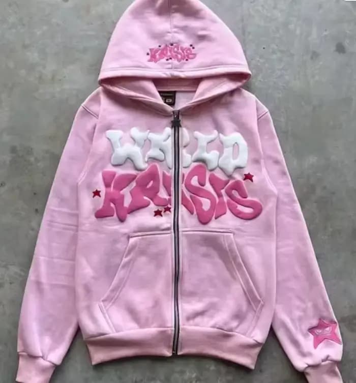 Sweat à capuche zippé avec lettres de style américain rétro