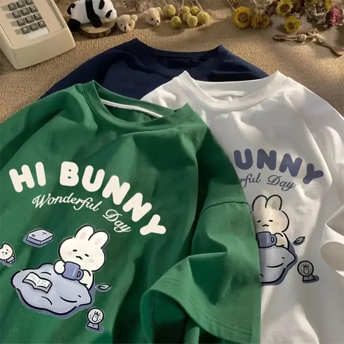 Cartton Hi Bunny imprimé femmes T-shirt à manches courtes