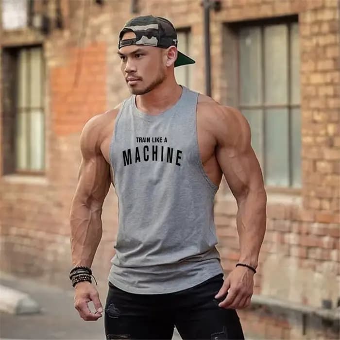 TRAIN LIKE A MACHINE Débardeur de musculation en coton pour hommes