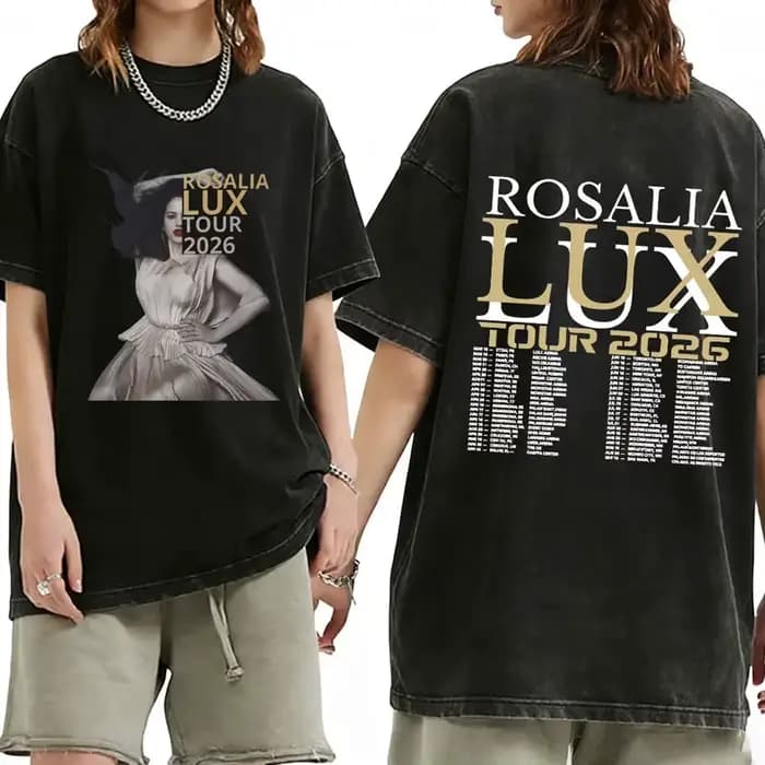 Rosalia Lux Tour Album 2025 Vintage lavé t-shirts hommes femmes décontracté surdimensionné coton T-shirt mode Pop