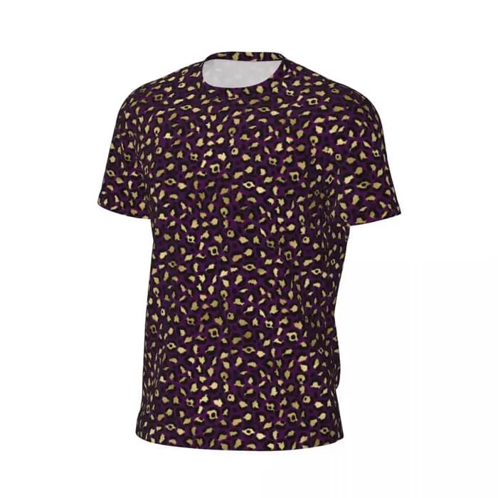 T-shirt imprimé animal léopard violet et or pour homme