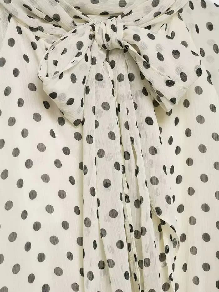 KONDALA femmes à la mode à pois Blouse noeud papillon col rond chemise nouvelle mode 2026 printemps