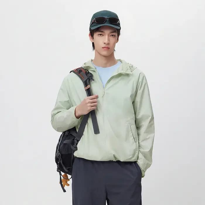Veste UV Homme Semir 2026 Couleur Unie à Capuche Style Couple Sensation Fraîche Manches Raglan Décon