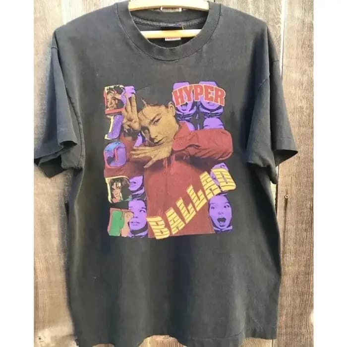 Chemise Bjork, T-shirt en coton graphique Bjork Charcoal unisexe